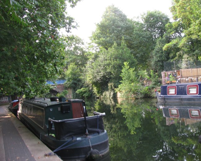 Canal boats, Regents Canal, Hackney, London