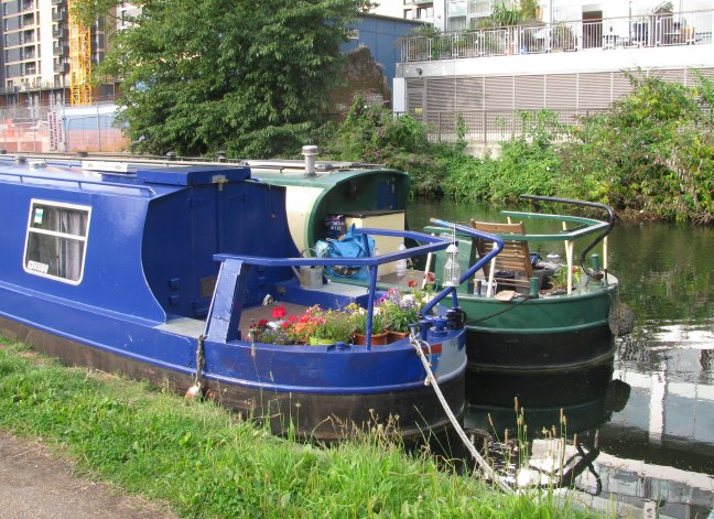 Conatiner Gardening, Regents Canal Boat, London